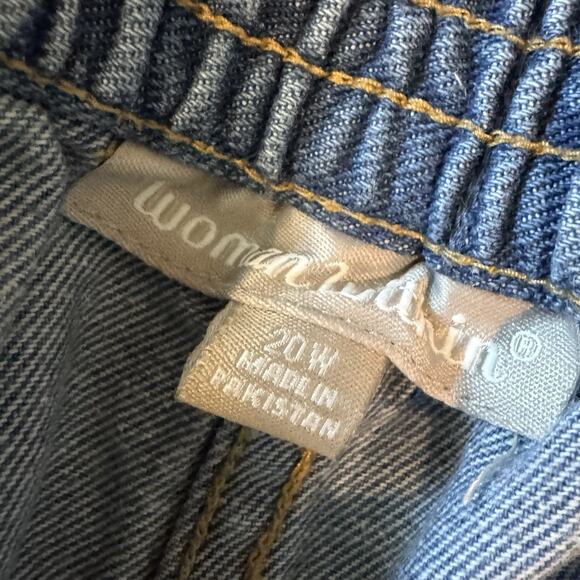 Woman Within Back Elastic Straight Leg Plus Size 20W Blue Denim Jeans Pockets - Picture 3 of 8